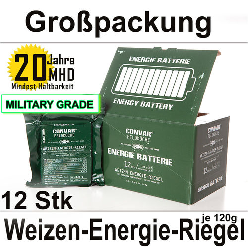 Karton 12 x CONVAR Feldküche Weizen-Energie-Riegel - Salty - MHD 20 Jahre
