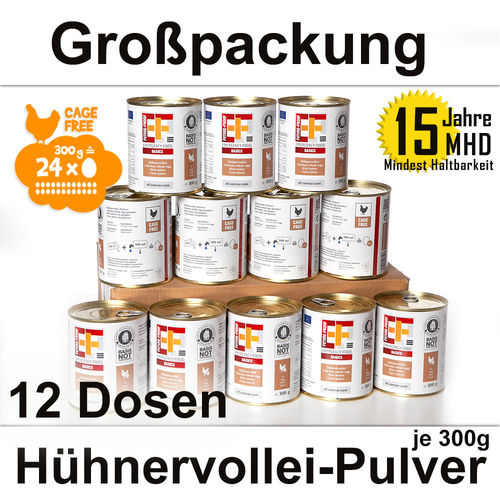 Großpackung 12 Dosen EF Basic Hühnervolleipulver aus Bodenhaltung (270g) - MHD 15 Jahre