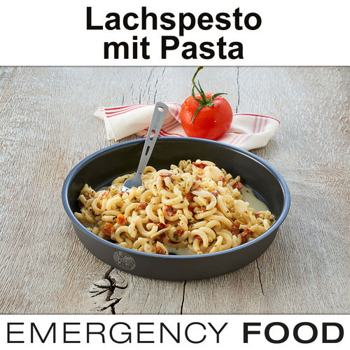 EMERGENCY FOOD Lachspesto mit Pasta - MHD 15 Jahre