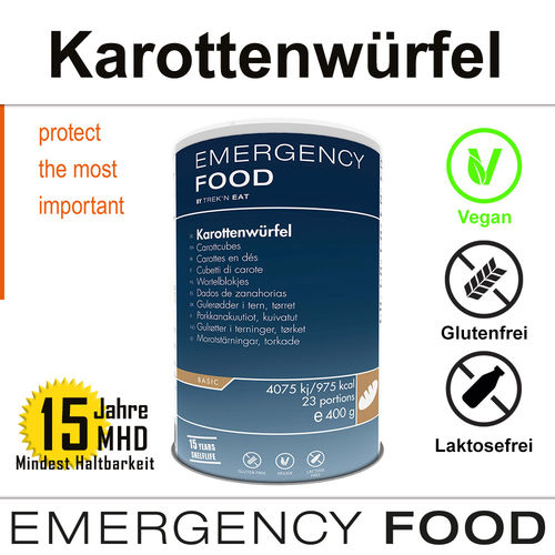 EMERGENCY FOOD Karottenwürfel - MHD 15 Jahre